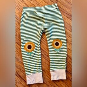 Little Green Radicals Striped Sunflower Knee Leggings